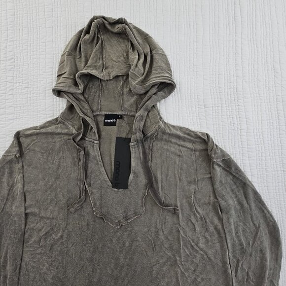 New Mono B Hoodie Women's Large Brown Long Sleeve Raw Grunge Street MSRP $68 - Picture 4 of 13